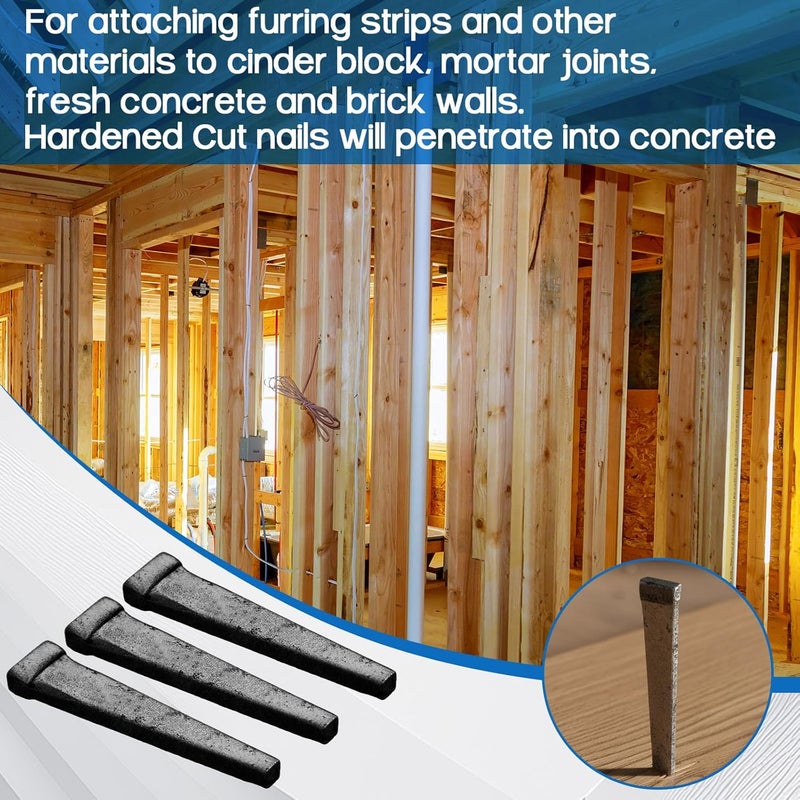 Yaocom 25pcs 4d(1-1/2") Hardened Cut Masonry Nail Forged Head Rose Nail Masonry Cutting Accessory for Concrete Brick Stone Heavy Duty Hardened Steel Construction for Professional DIY Use - Image 5